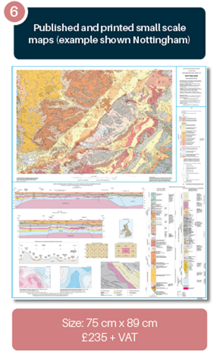 Mounted Maps 6, Published and printed small scale maps (example shown Nottingham), Size 75 cm x 89 cm, £235 + VAT